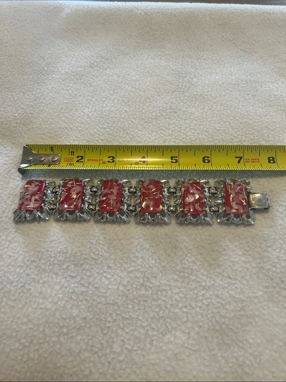 Gorgeous Red and Silver Statement Bracelet - Picture 13 of 13